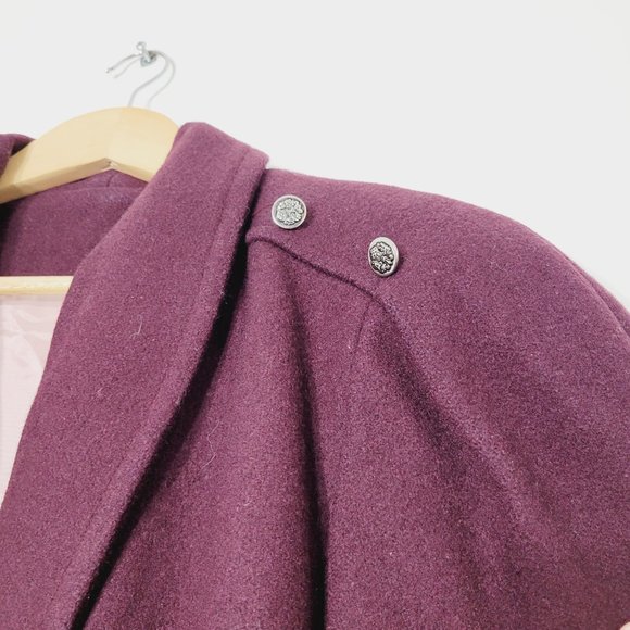 Balimel Vintage Plum Double Breasted Coquette Jacket Wool Blend Lined Elegance - Picture 10 of 15